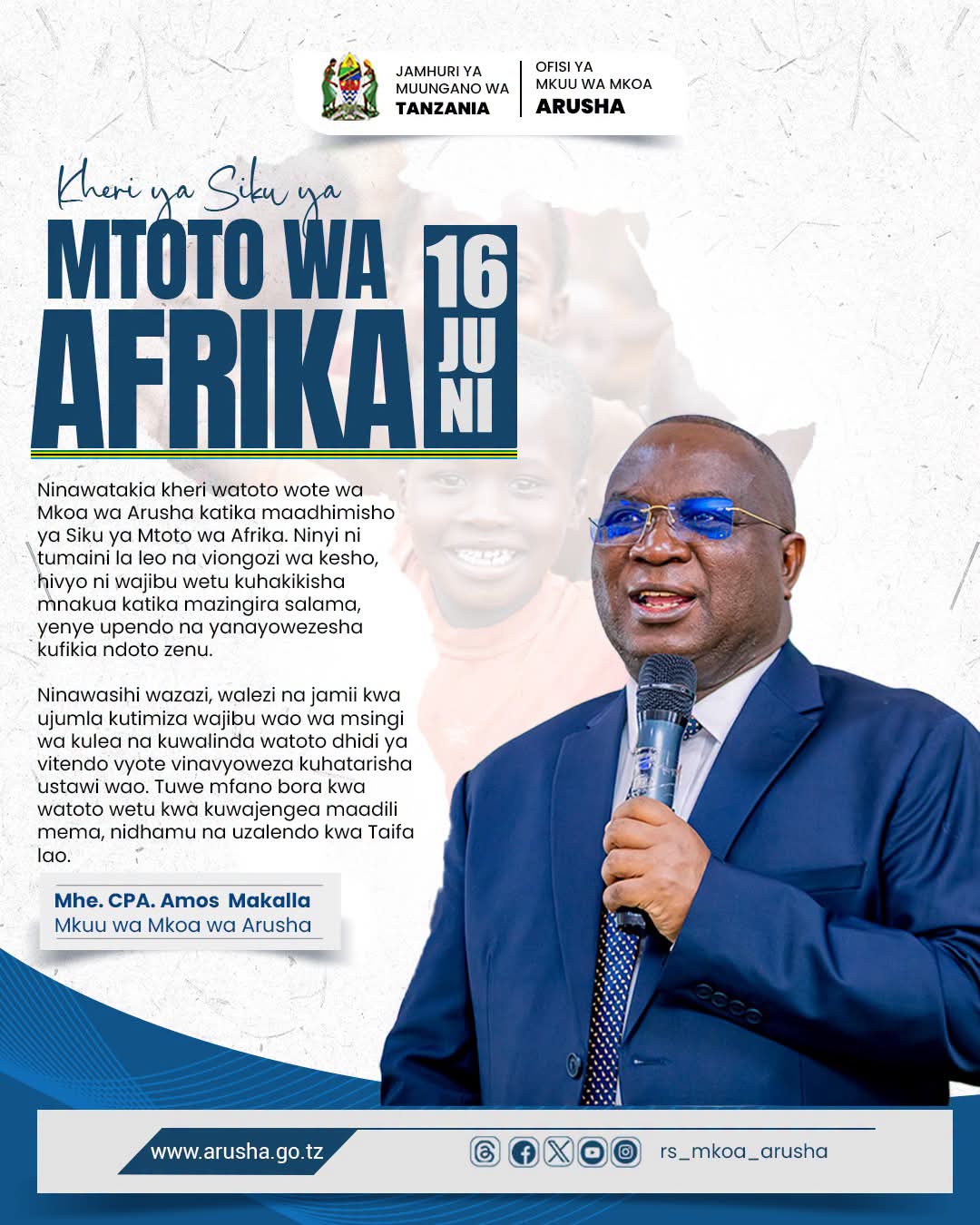 RC MAKALA ATOA SALAMU ZA SIKU YA MTOTO WA AFRIKA